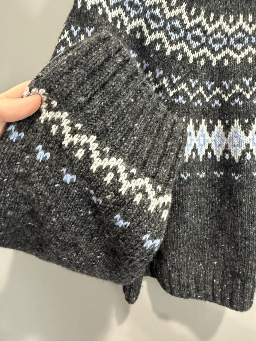 JCREW Charcoal Fair Isle Crewneck Sweater‎ - Women Size Large